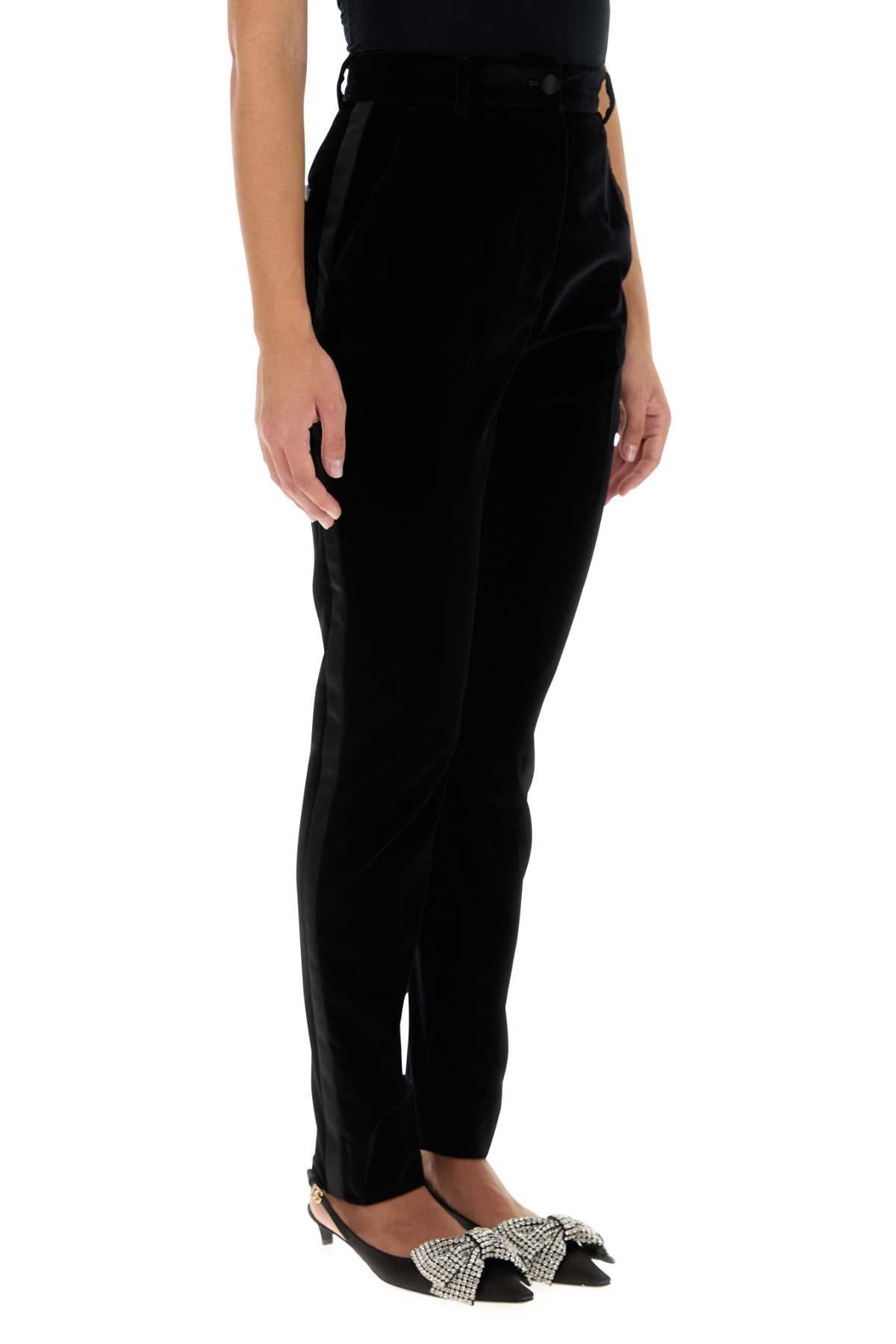 Dolce & Gabbana Women Black Velvet Pant