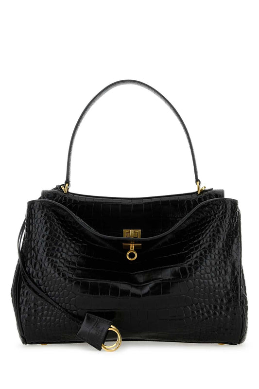 Balenciaga Women Black Leather Rodeo Handbag