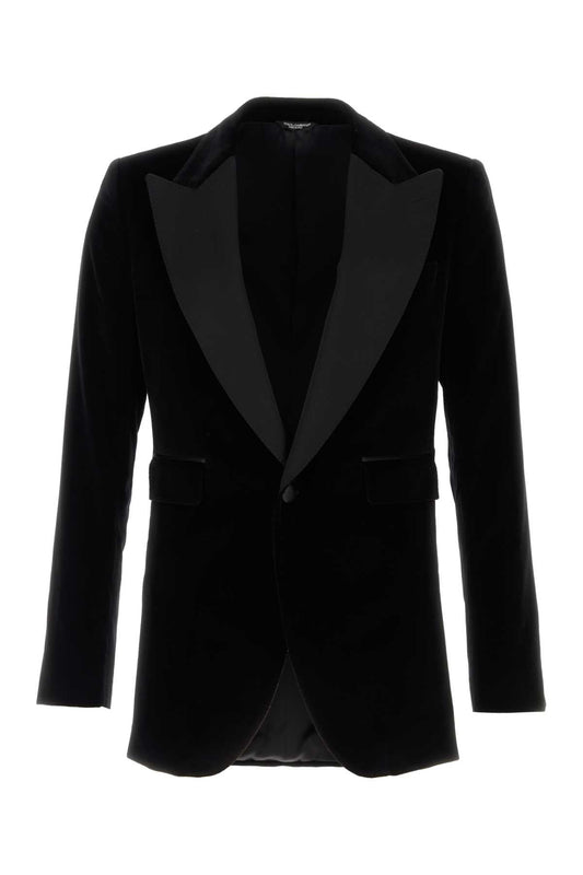 Dolce & Gabbana Men Black Velvet Blazer