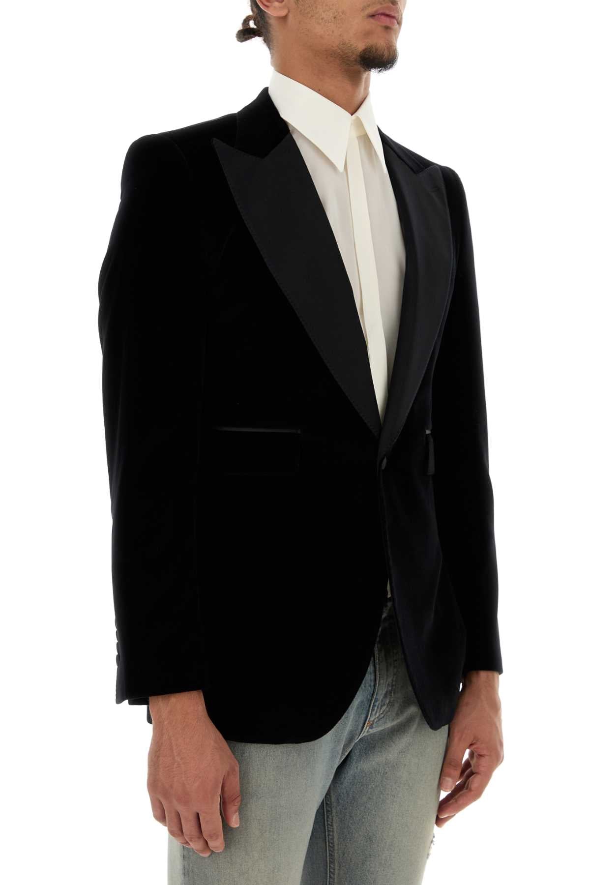 Dolce & Gabbana Men Black Velvet Blazer
