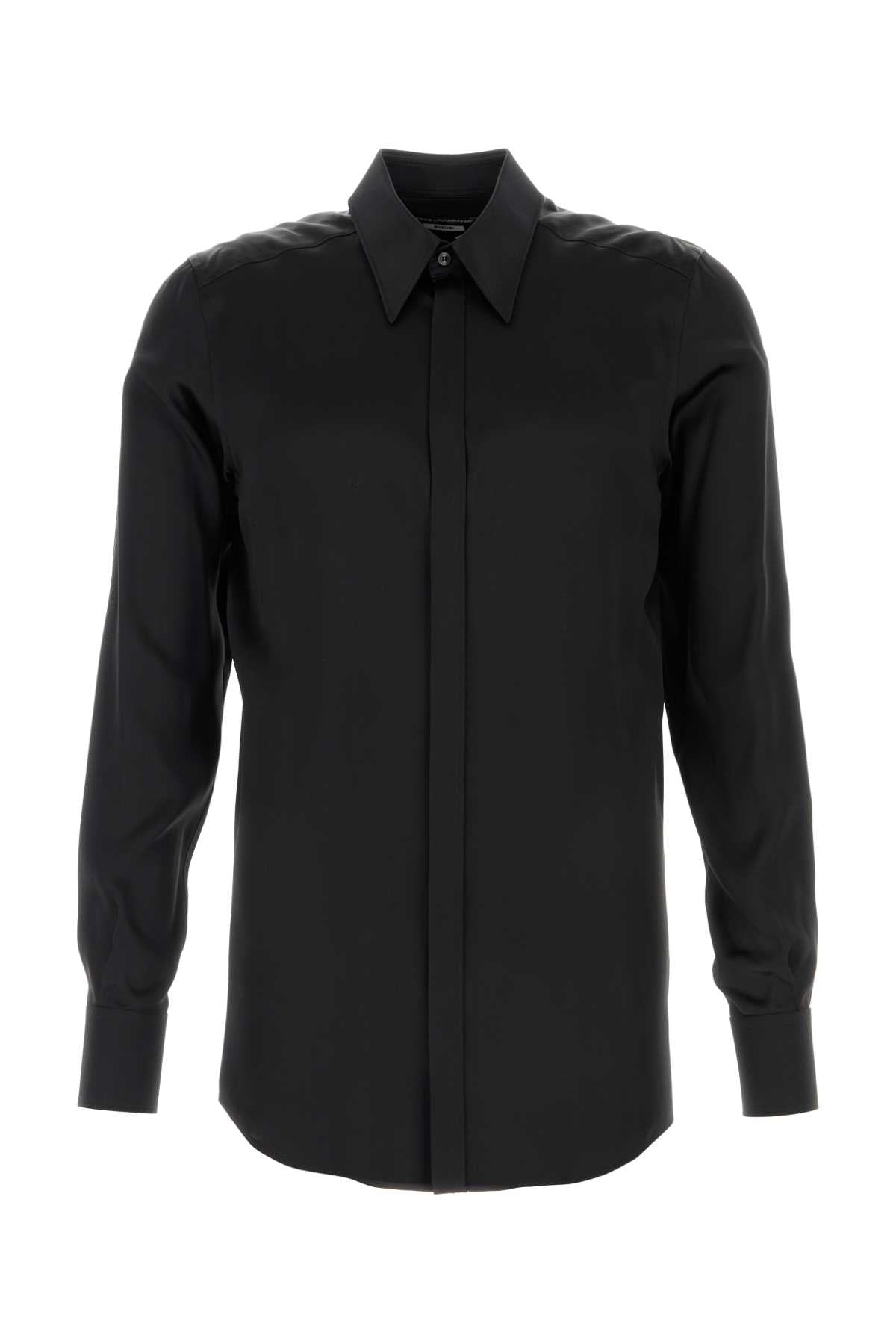 Dolce & Gabbana Men Black Satin Martini Shirt