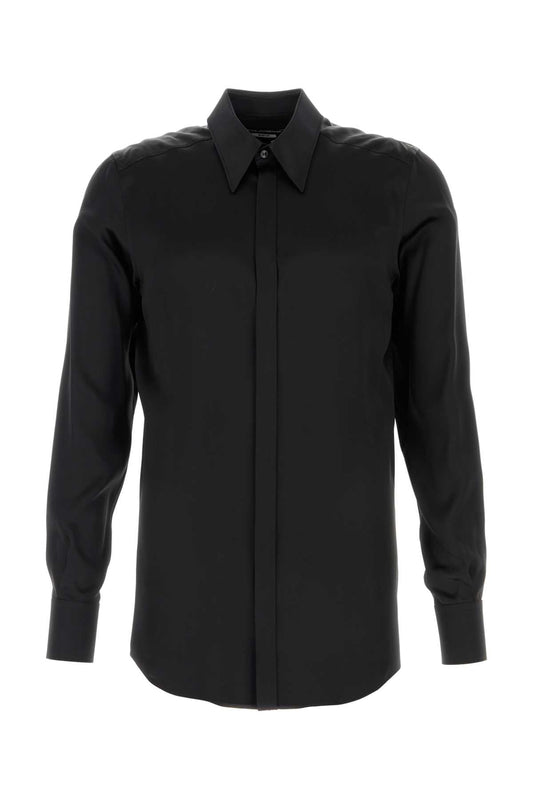 Dolce & Gabbana Men Black Satin Martini Shirt
