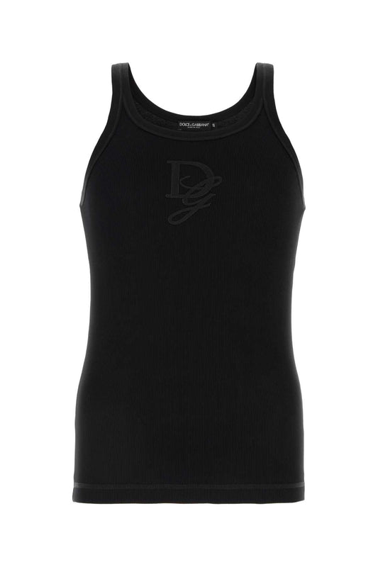 Dolce & Gabbana Men Black Cotton Tank Top