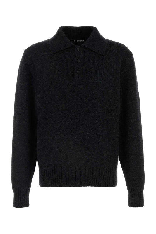 Dolce & Gabbana Men Graphite Nylon Blend Sweater