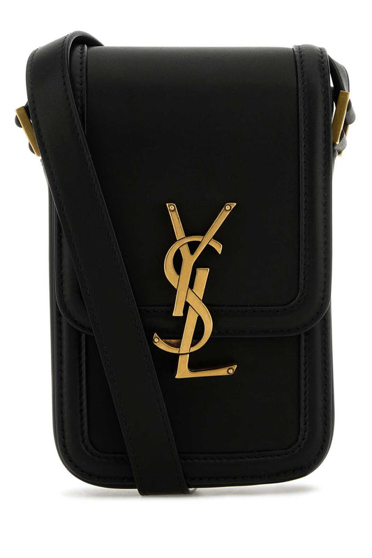 Saint Laurent Men Black Leather Mini Solferino Crossbody Bag