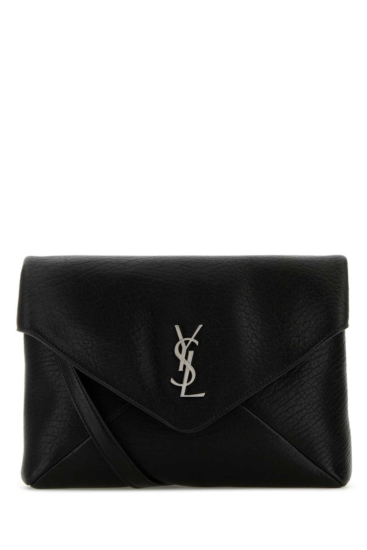 Saint Laurent Men Black Leather Cassandra Clutch