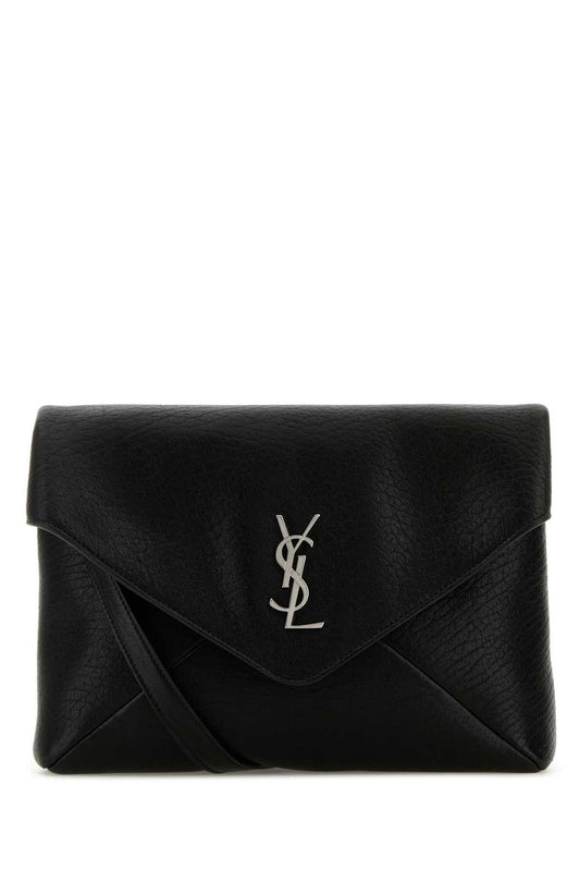 Saint Laurent Men Black Leather Cassandra Clutch