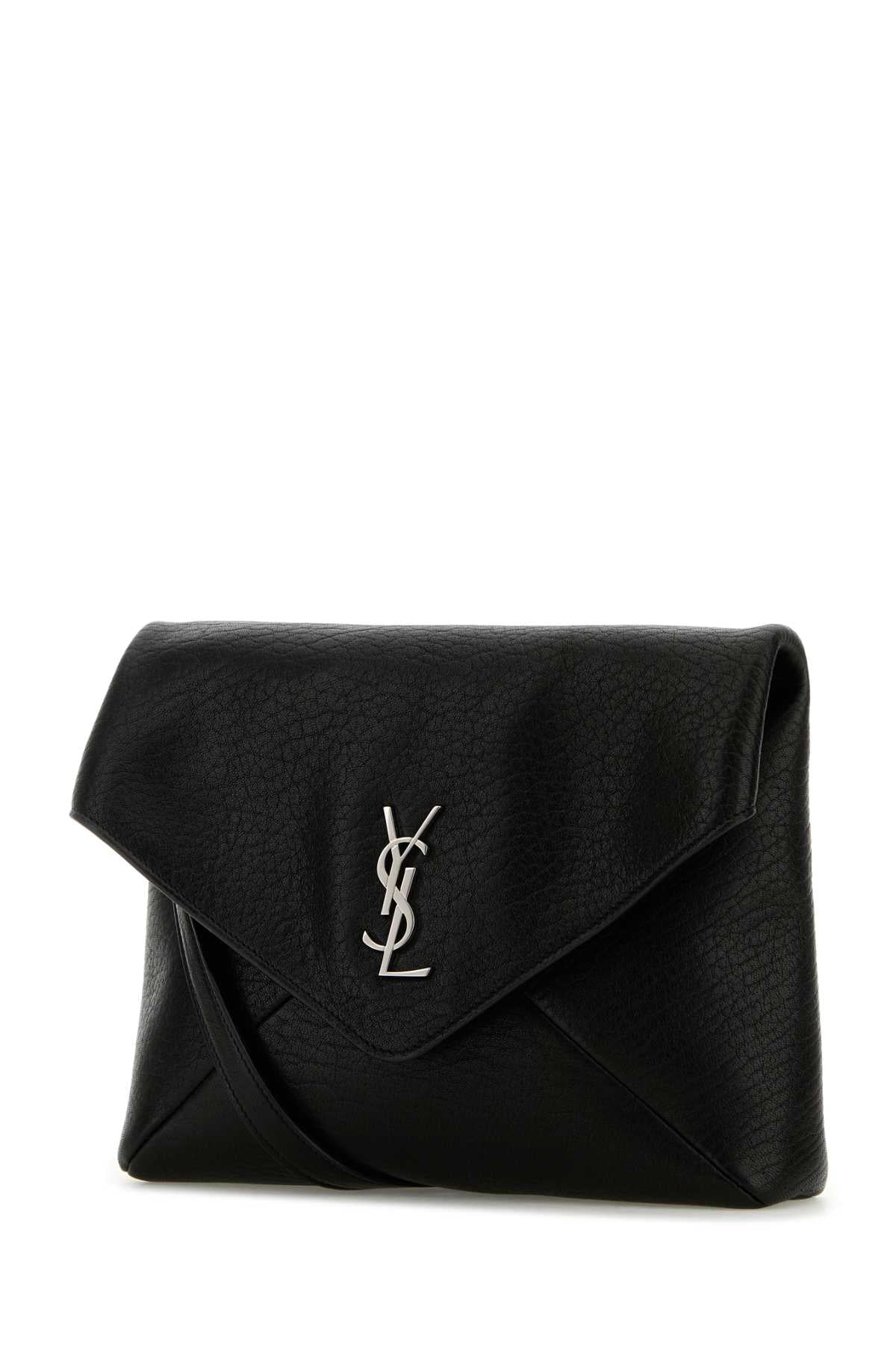 Saint Laurent Men Black Leather Cassandra Clutch