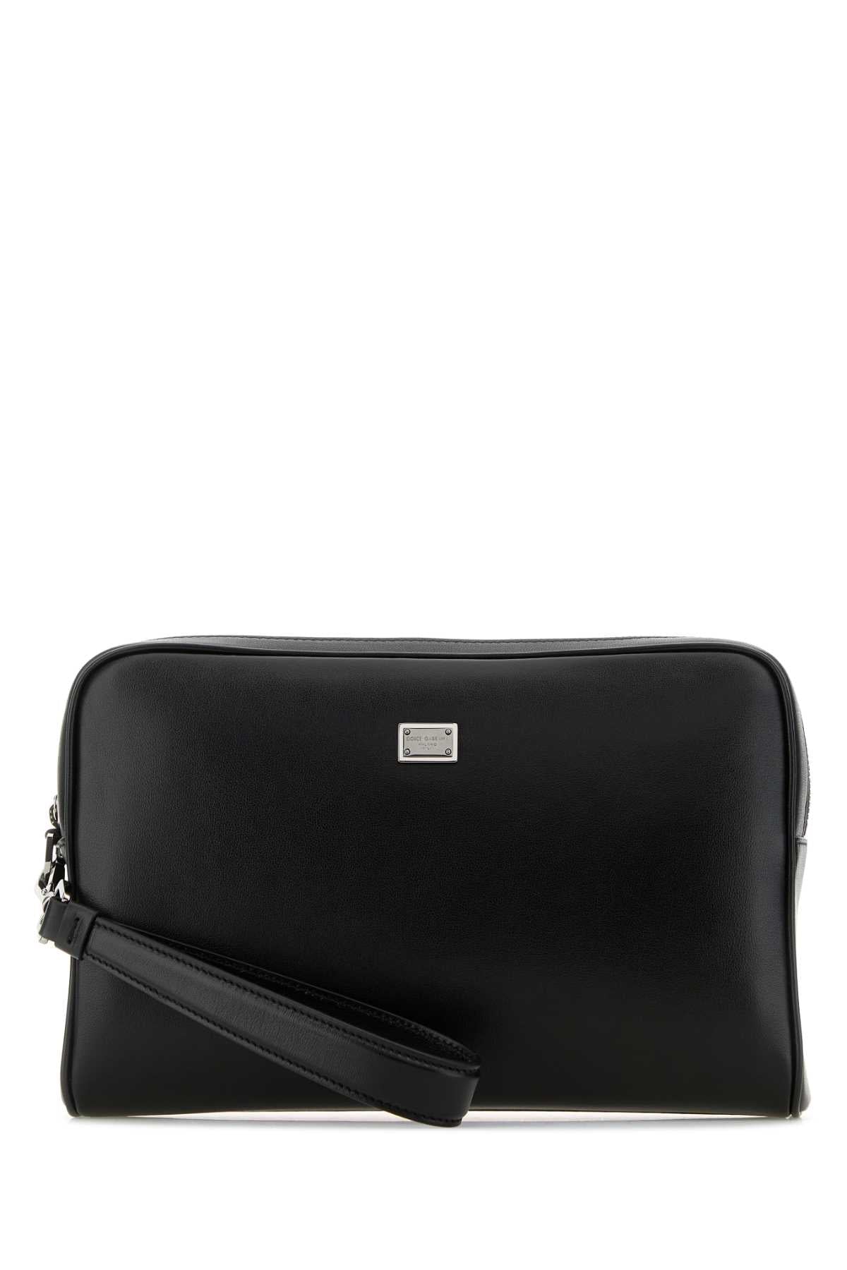 Dolce & Gabbana Men Black Leather Pouch