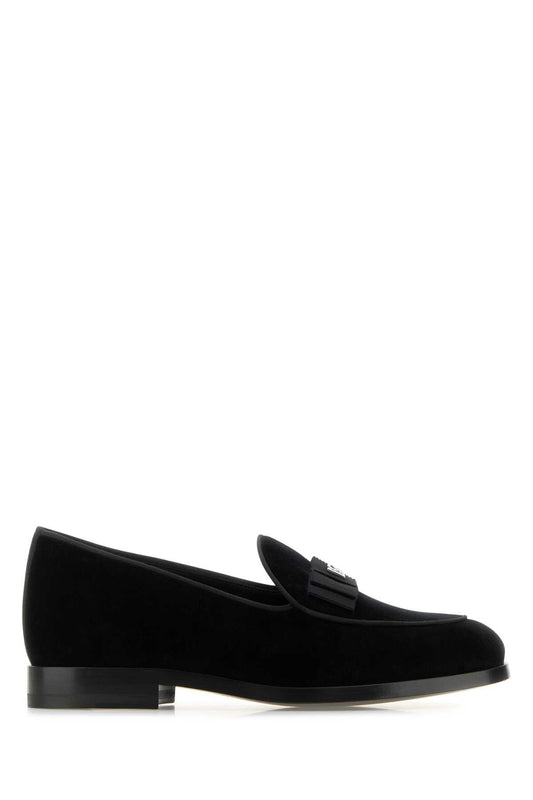 Dolce & Gabbana Men Black Belt Vivaldi Loafers