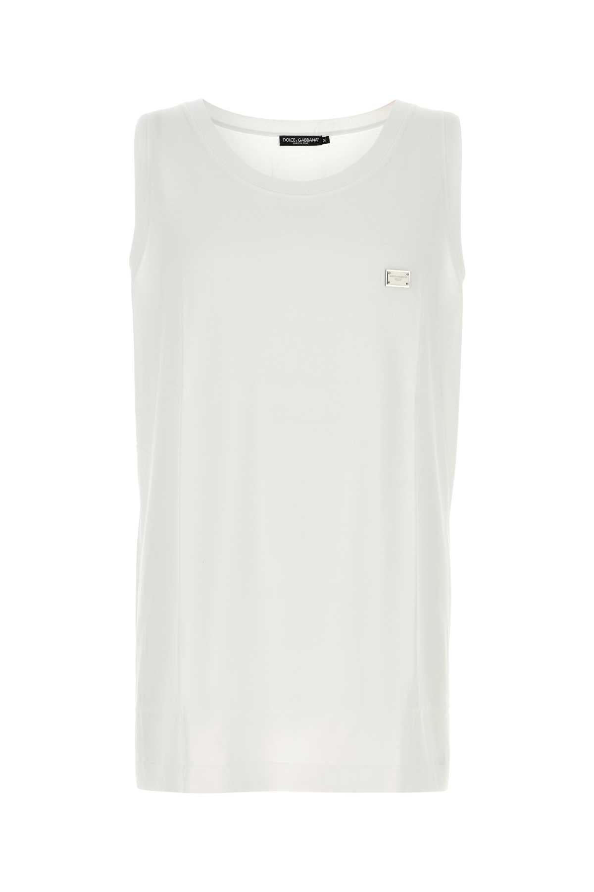 Dolce & Gabbana Men White Cotton Tank Top