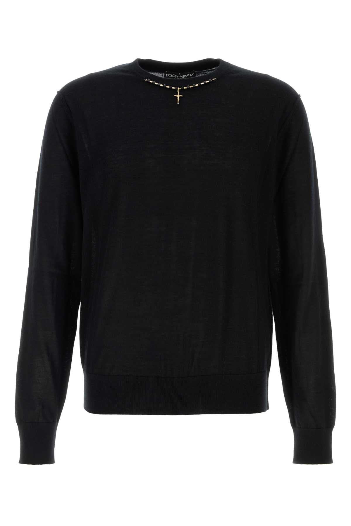Dolce & Gabbana Men Black Cashmere Sweater