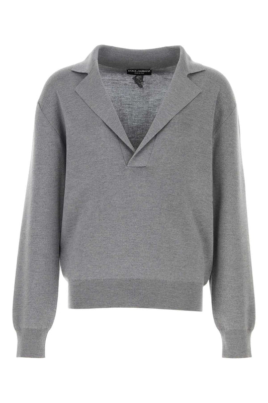 Dolce & Gabbana Men Grey Wool Blend Sweater