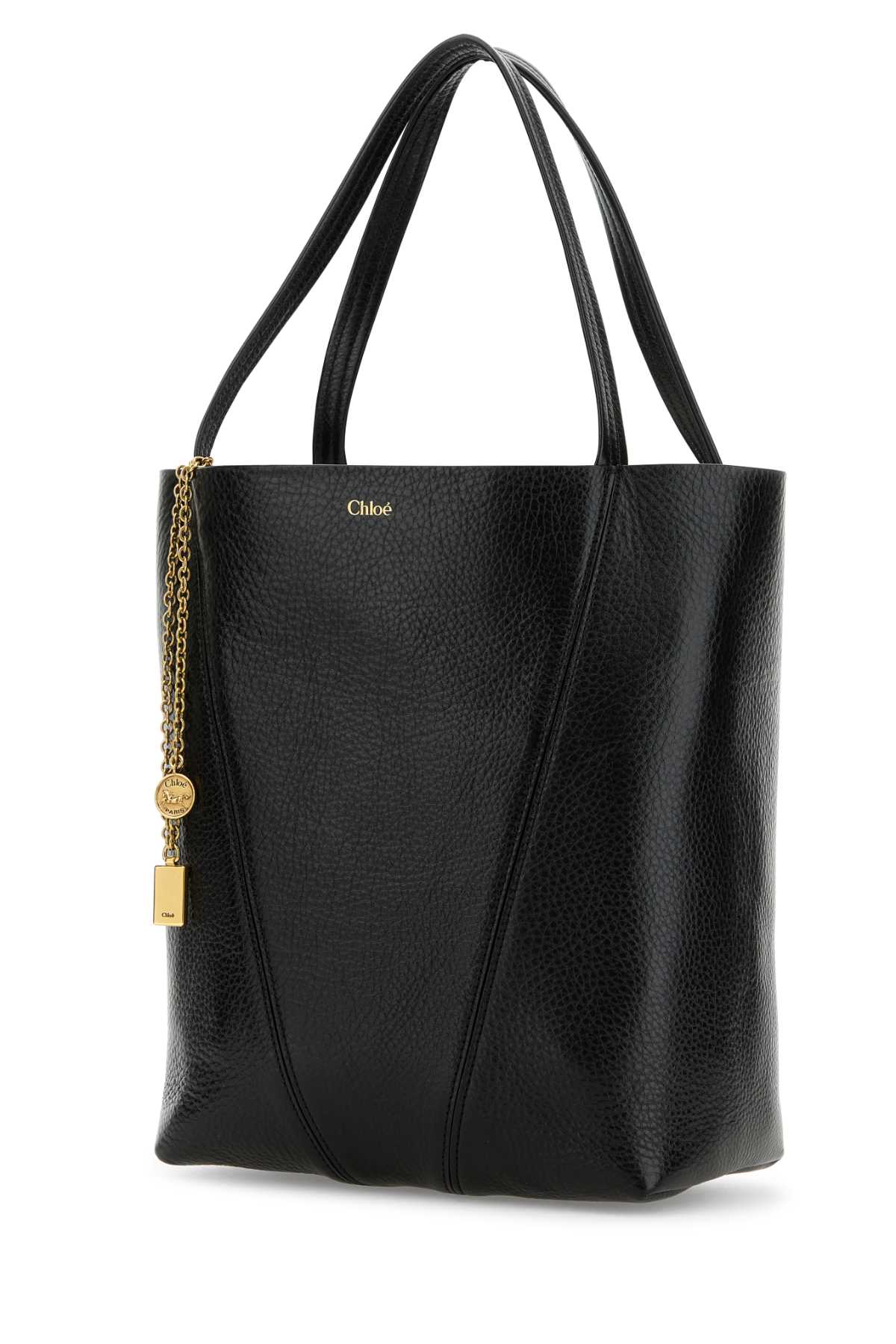Chloe Women Black Leather Spin Shopping Bag
