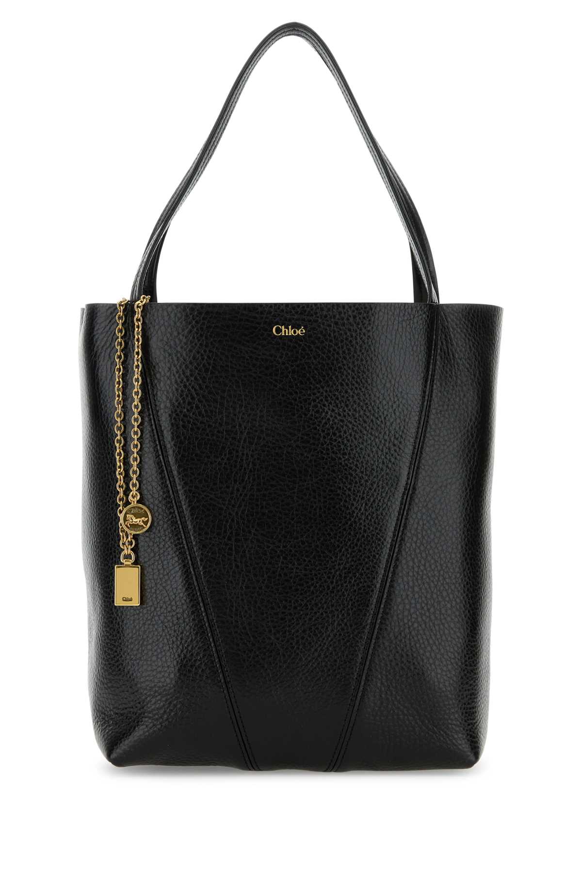 Chloe Women Black Leather Spin Shopping Bag