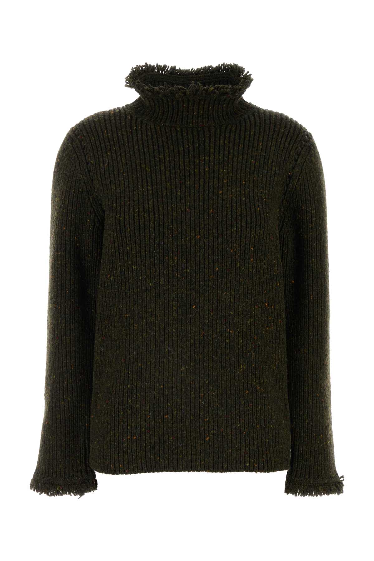 Burberry Women Melange Bottle Green Wool Sweater