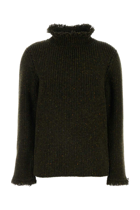Burberry Women Melange Bottle Green Wool Sweater