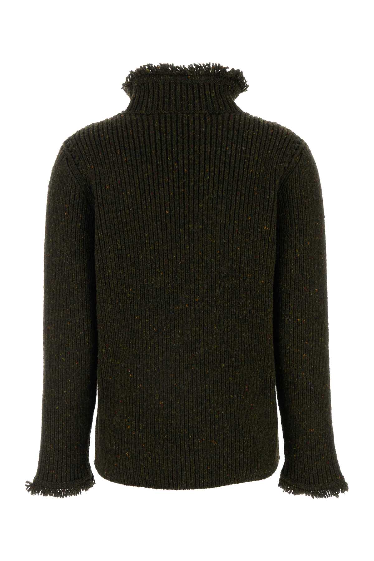 Burberry Women Melange Bottle Green Wool Sweater