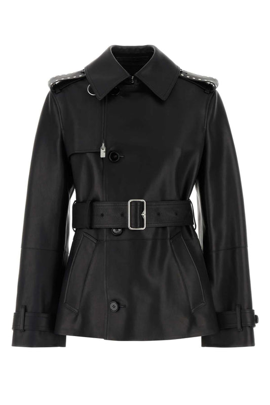 Burberry Women Black Leather Jacket