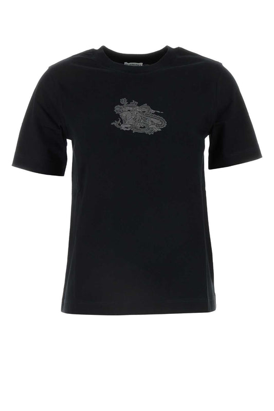 Burberry Women Black Cotton T-Shirt