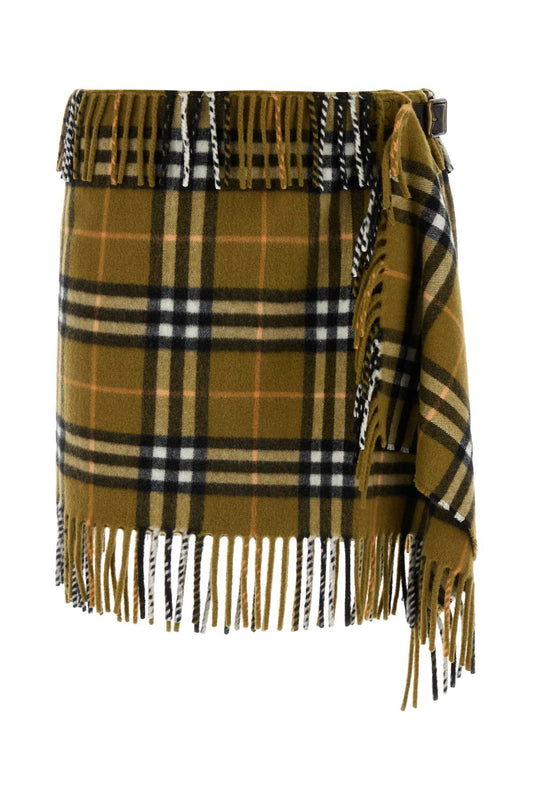 Burberry Women Embroidered Wool Blend Mini Skirt