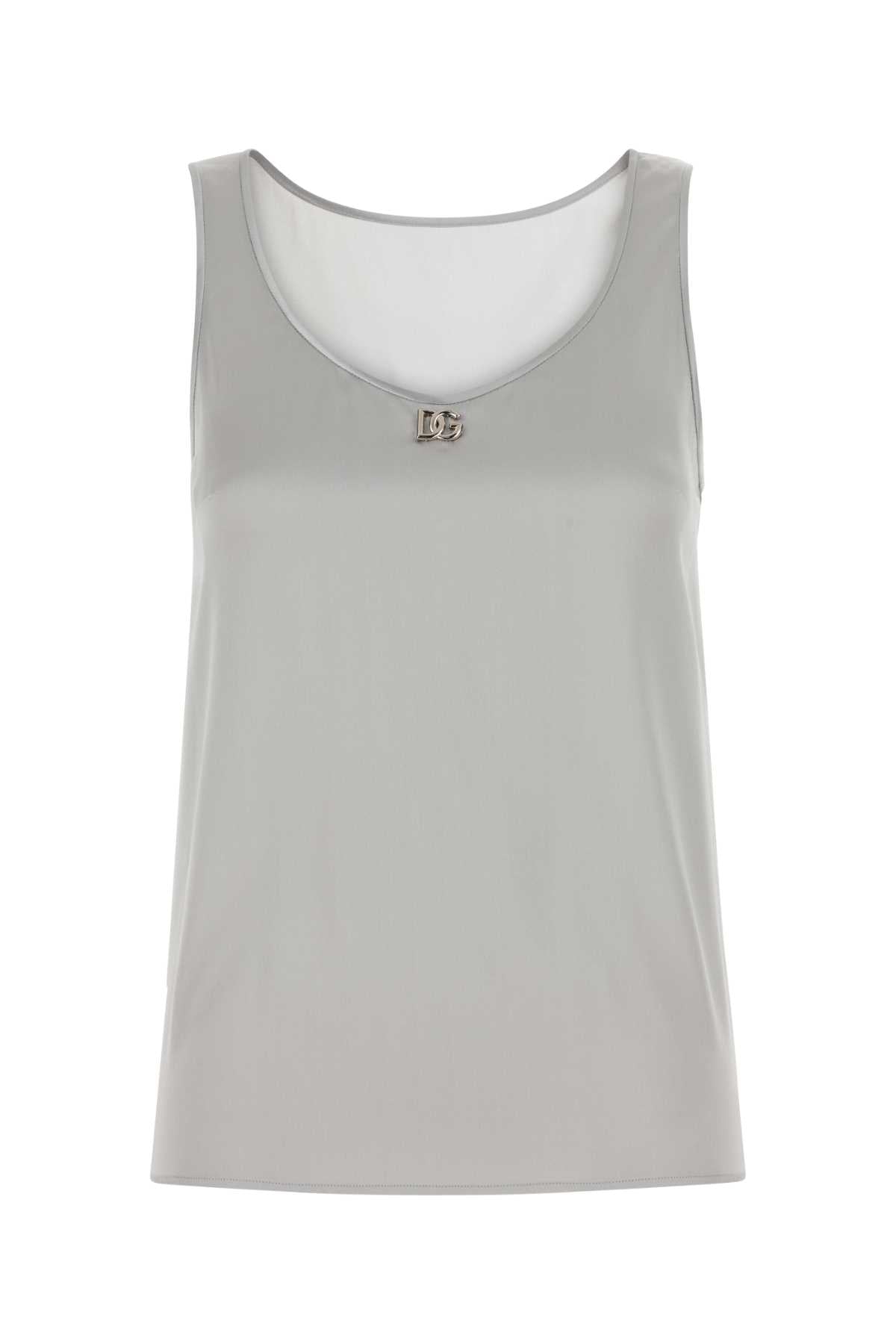 Dolce & Gabbana Women Grey Stretch Satin Tank Top