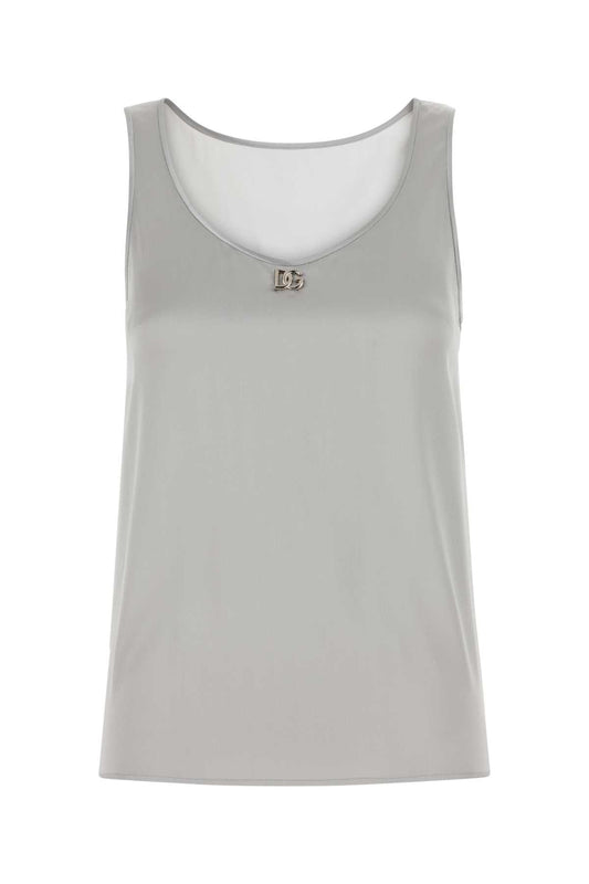 Dolce & Gabbana Women Grey Stretch Satin Tank Top