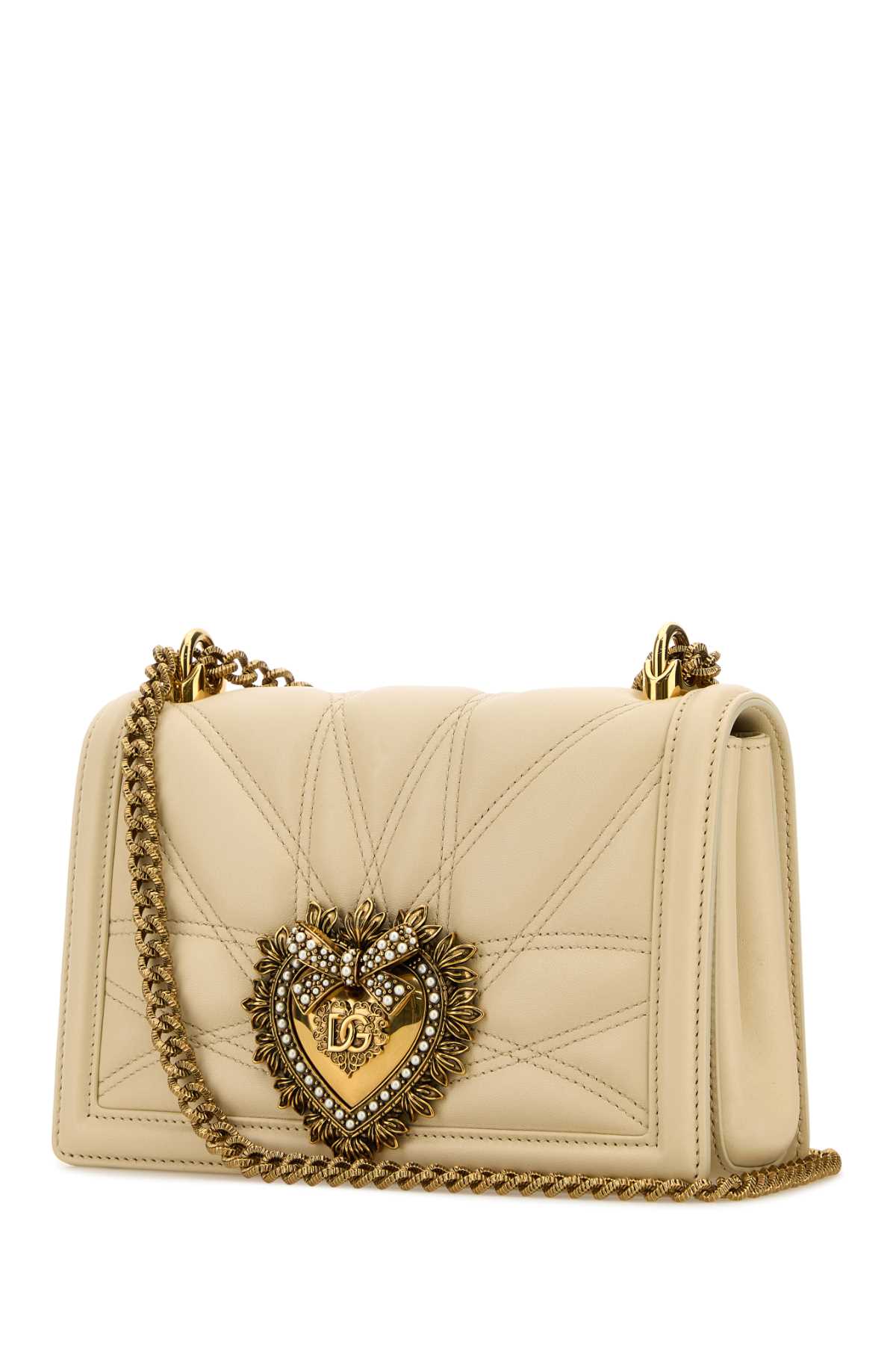 Dolce & Gabbana Women Ivory Nappa Leather Devotion Shoulder Bag