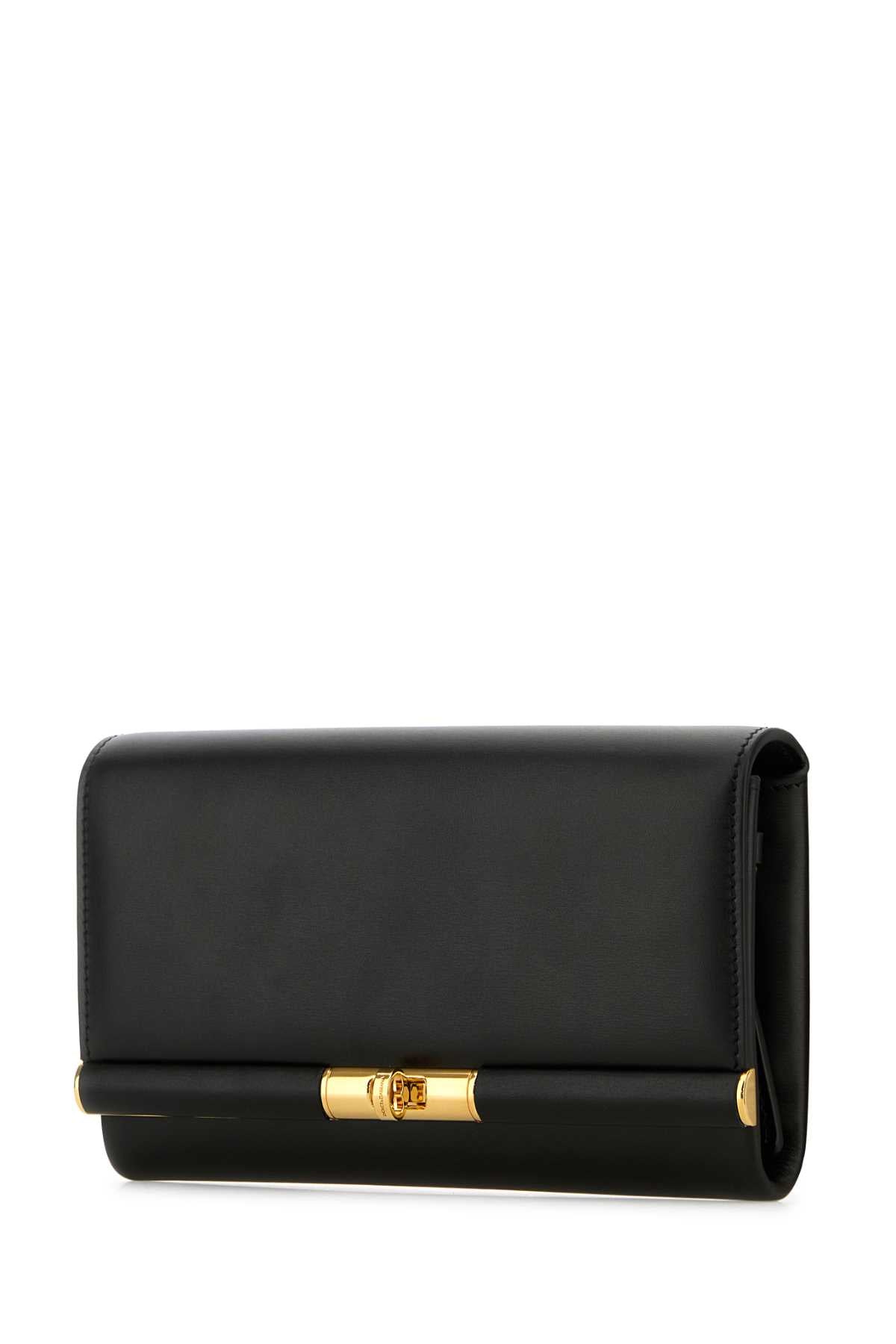 Dolce & Gabbana Women Black Leather Marlene Clutch