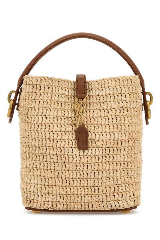 Saint Laurent Women Raffia Mini Le 37 Bucket Bag