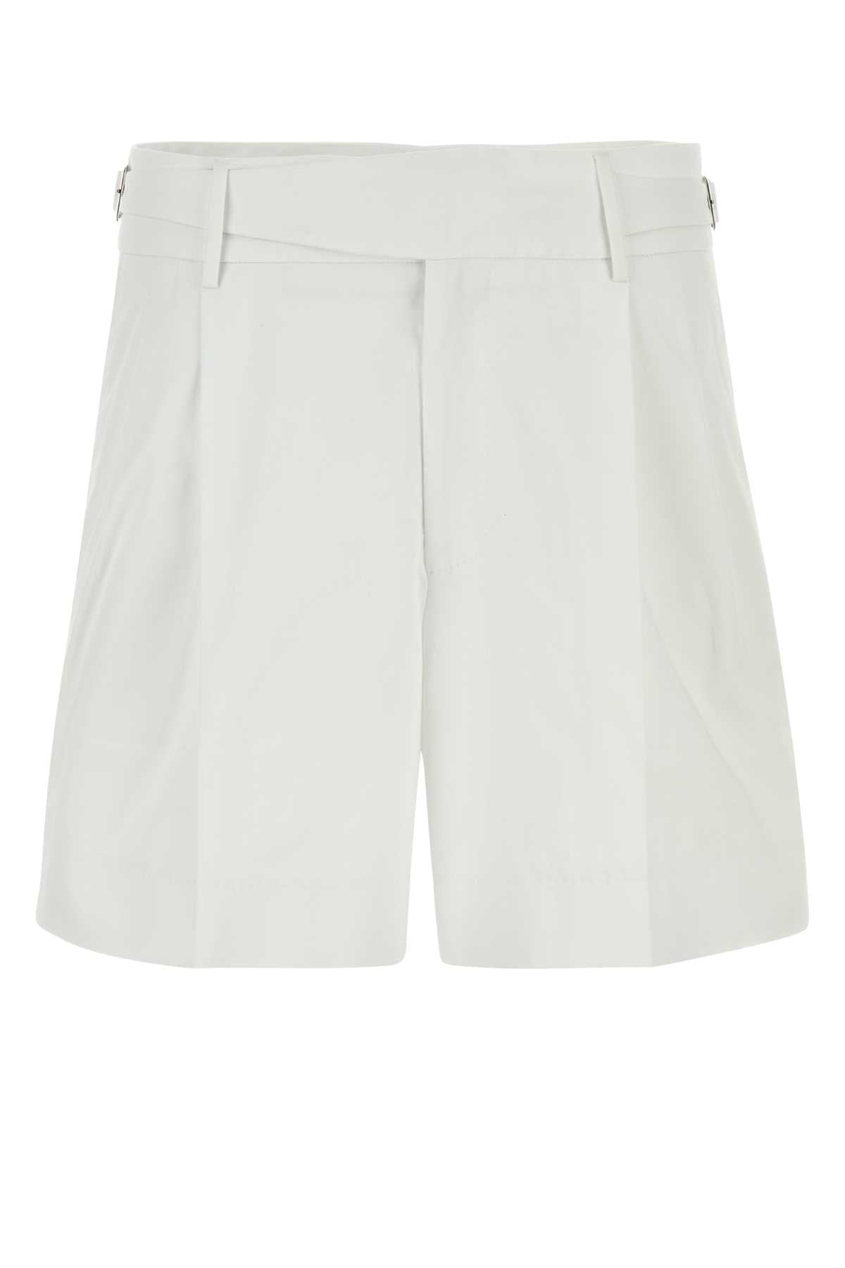 Dolce & Gabbana Men White Stretch Gabardine Bermuda Shorts