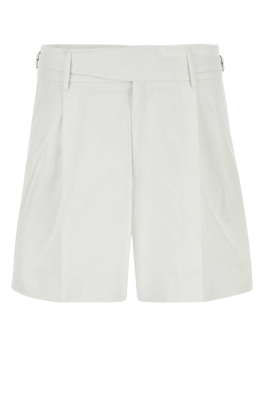 Dolce & Gabbana Men White Stretch Gabardine Bermuda Shorts