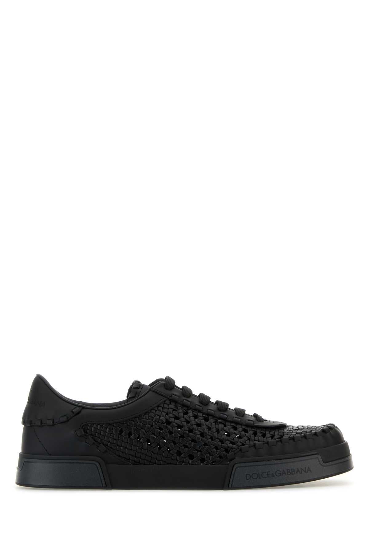 Dolce & Gabbana Men Black Leather Portofino Sneakers