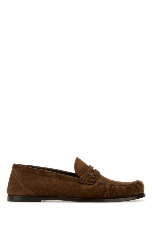 Saint Laurent Men Brown Suede Loafers