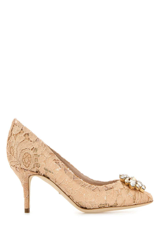 Dolce & Gabbana Women Skin Pink Lace Pumps