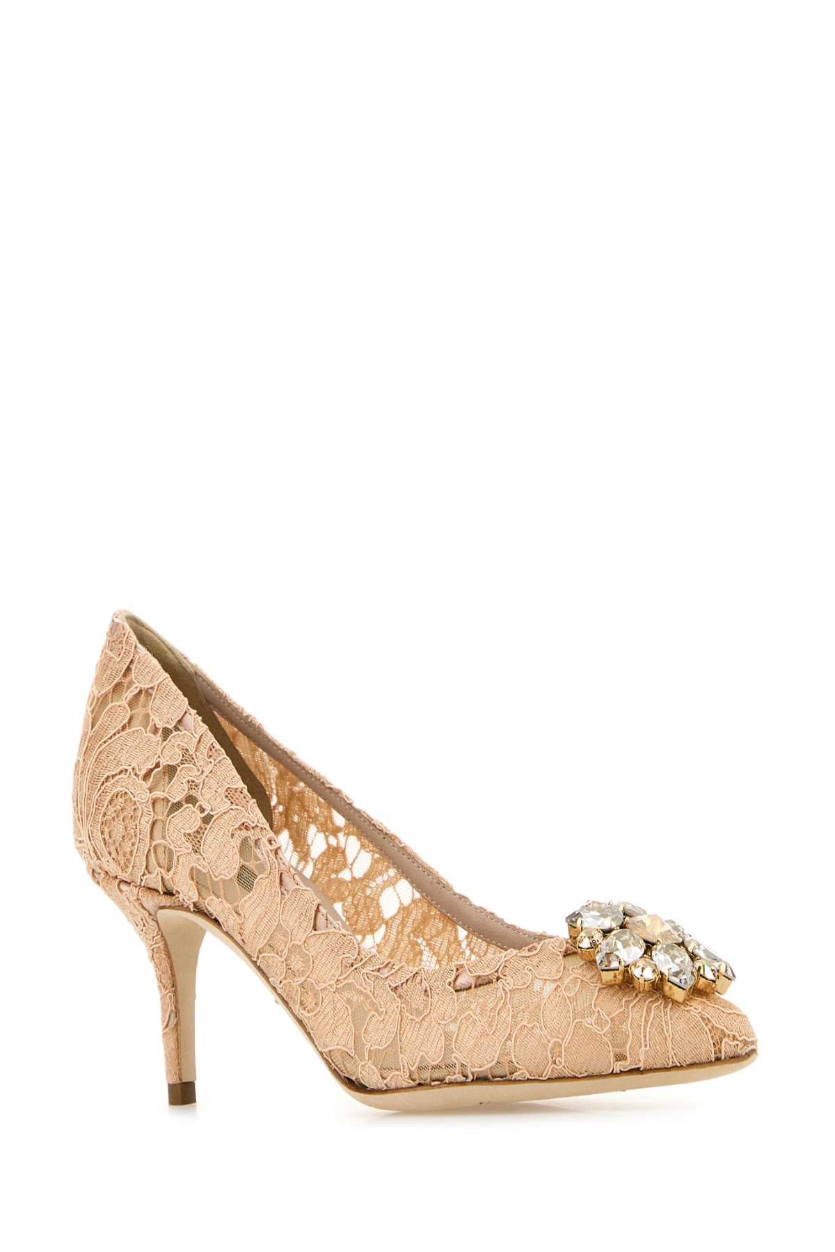 Dolce & Gabbana Women Skin Pink Lace Pumps