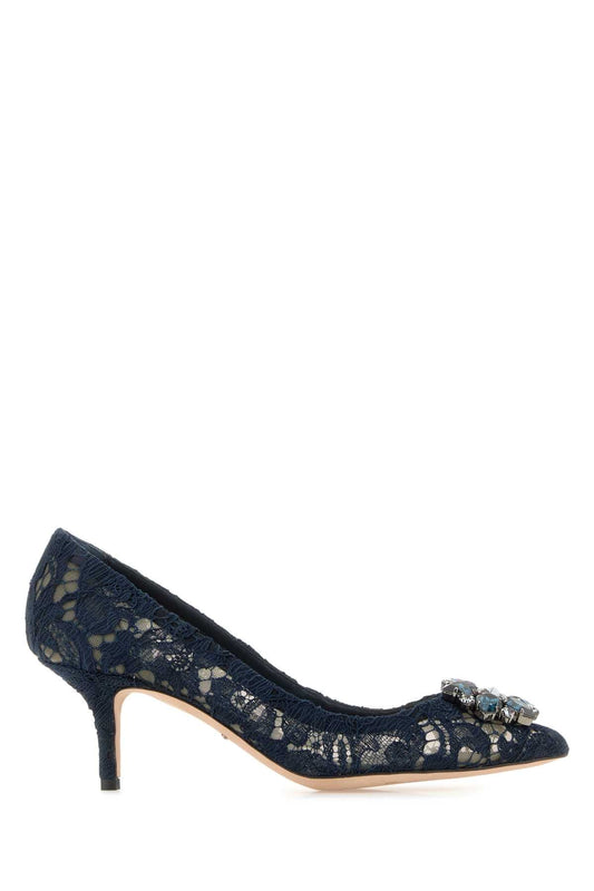 Dolce & Gabbana Women Midnight Blue Lace Pumps