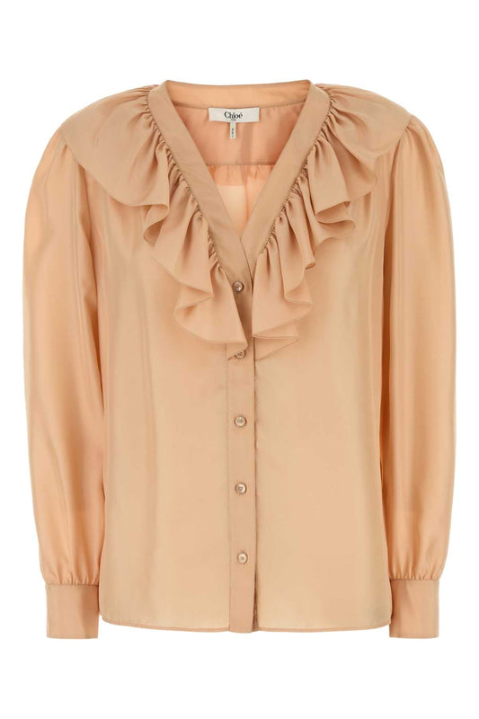 Chloe Women Peach Satin Shirt