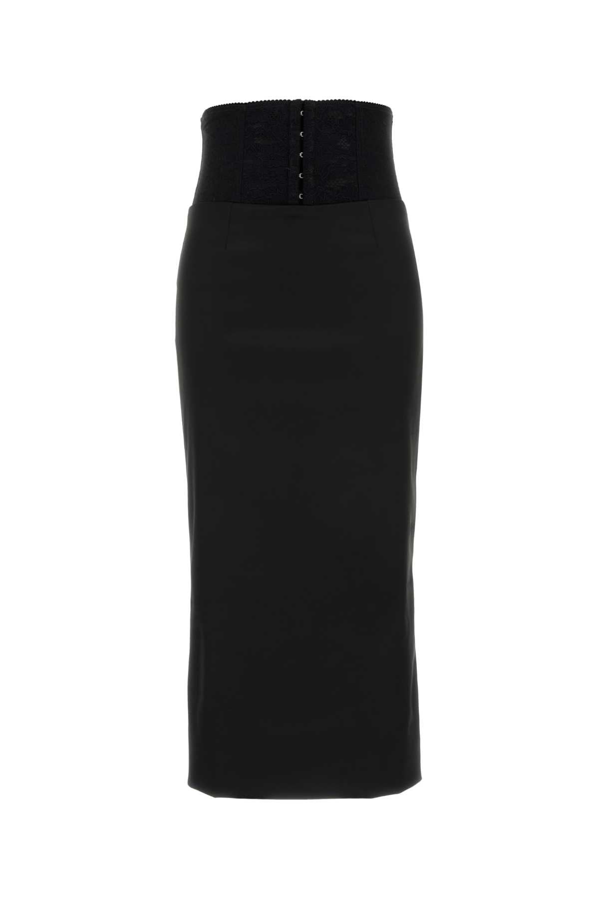 Dolce & Gabbana Women Black Satin Skirt