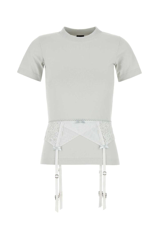 Balenciaga Women Chalk Stretch Cotton T-Shirt