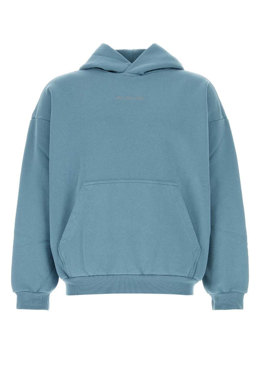 Balenciaga Men Light-Blue Cotton Sweatshirt