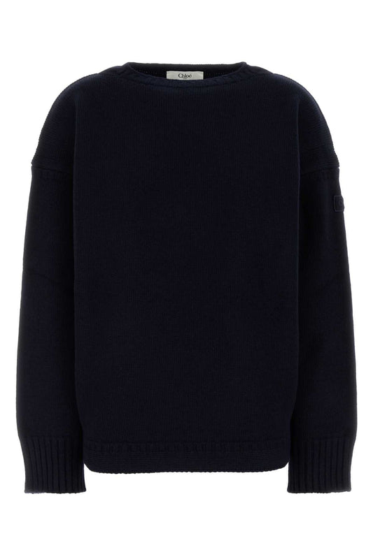 Chloe Women Dark Blue Wool Blend Sweater