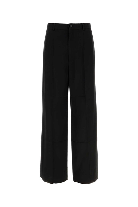 Balenciaga Men Black Twill Wide-Leg Pant