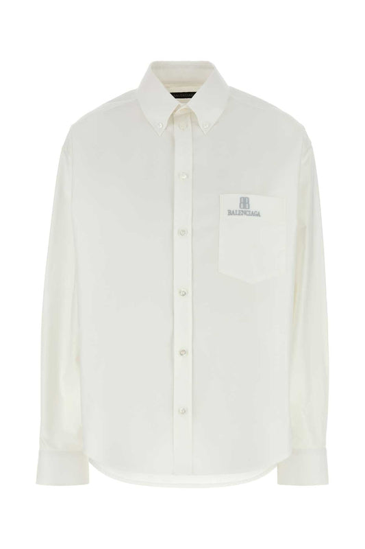 Balenciaga Women White Poplin Shirt