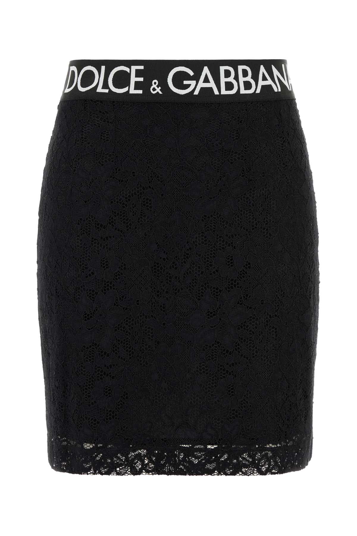 Dolce & Gabbana Women Black Stretch Lace Mini Skirt