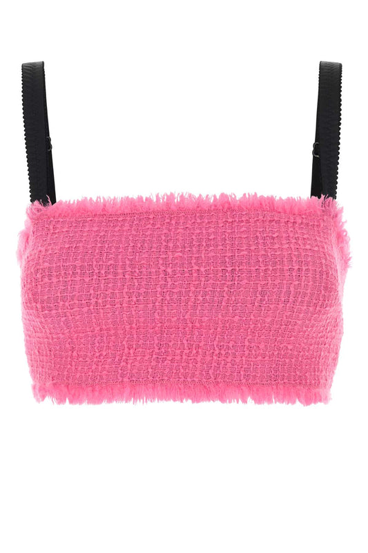 Dolce & Gabbana Women Fuchsia Tweed Crop-Top