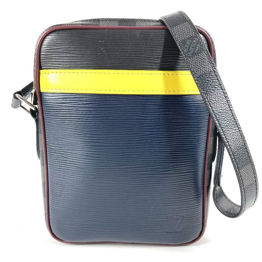 Louis Vuitton Galle Navy Yellow Damier Graphite Epi Leather Pochette Shoulder Bag ()
