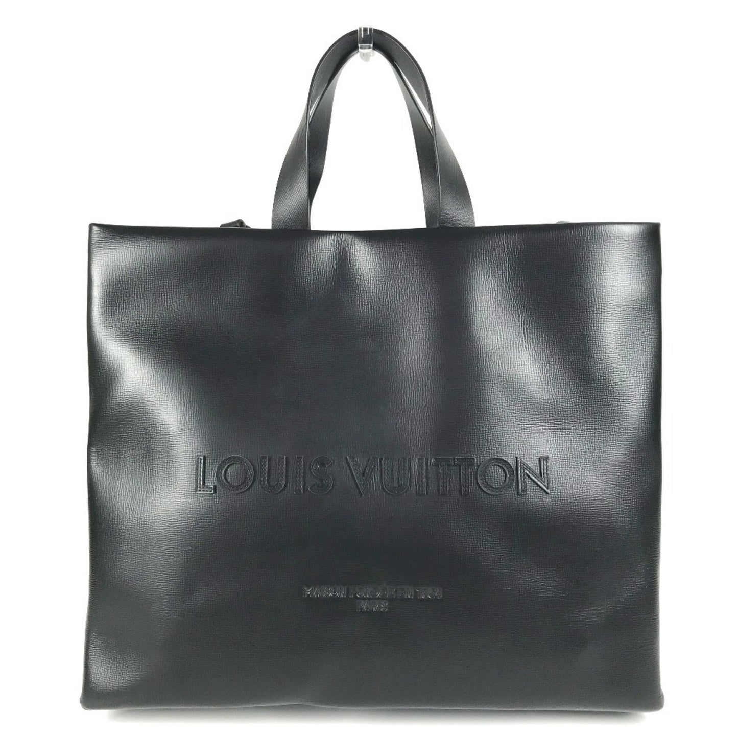 Louis Vuitton Black Leather Shoulder Bag Tote Bag ()