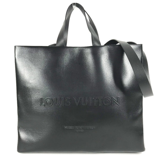 Louis Vuitton Black Leather Shoulder Bag Tote Bag ()