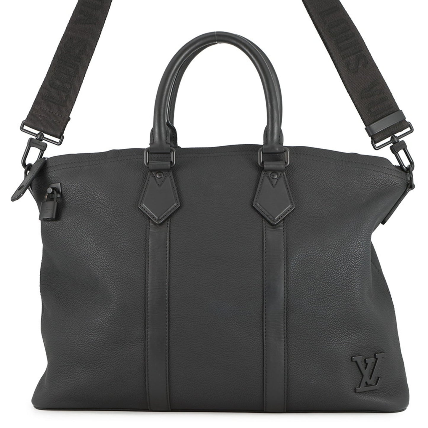 Louis Vuitton Black Noir Leather Shoulder Bag Tote Bag ()